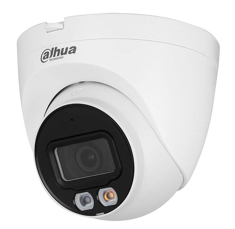 DH-IPC-HDW2249TP-S-LED-0280B видеокамера уличная, купольная, сетевая, Full-color с ИИ, f=2.8, LED (30м), IP67