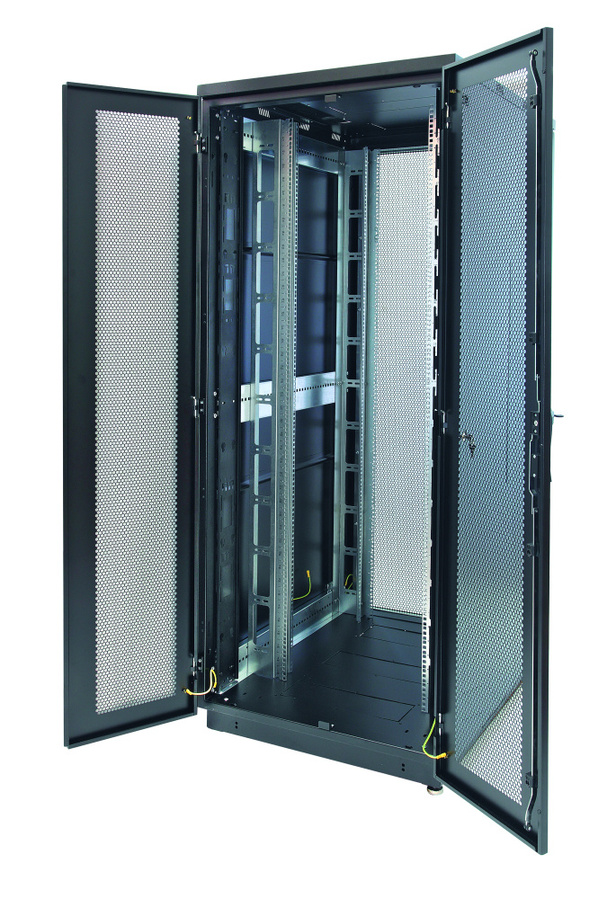 EUROLAN 60F-42-88-35BL Шкаф Racknet S3000 42U 800 × 800, передняя дверь перфорированная двустворчатая, задняя дверь перфорированная двустворчатая, черный