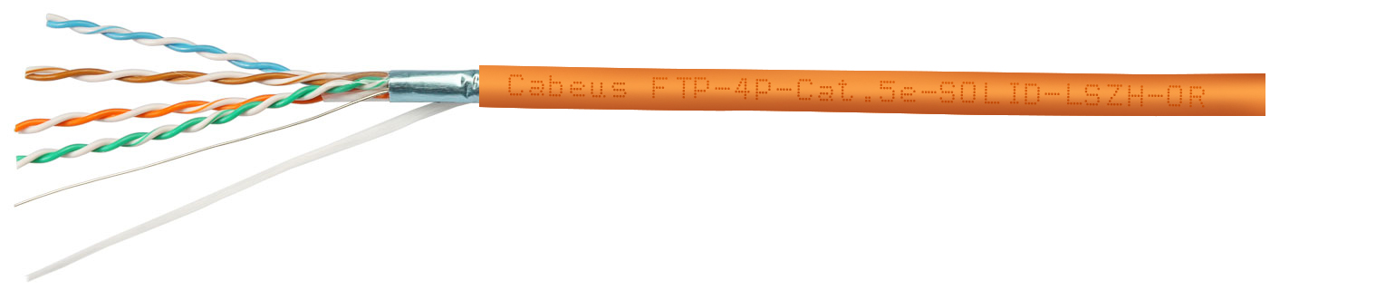 Cabeus FTP-4P-Cat.5e-SOLID-LSZH Кабель витая пара экранированная (F/UTP) категория 5e, 4 пары (24 AWG) (305м) Cabeus FTP-4P-Cat.5e-SOLID-LSZH Кабель витая пара экранированная (F/UTP) категория 5e, 4 пары (24 AWG) (305м)