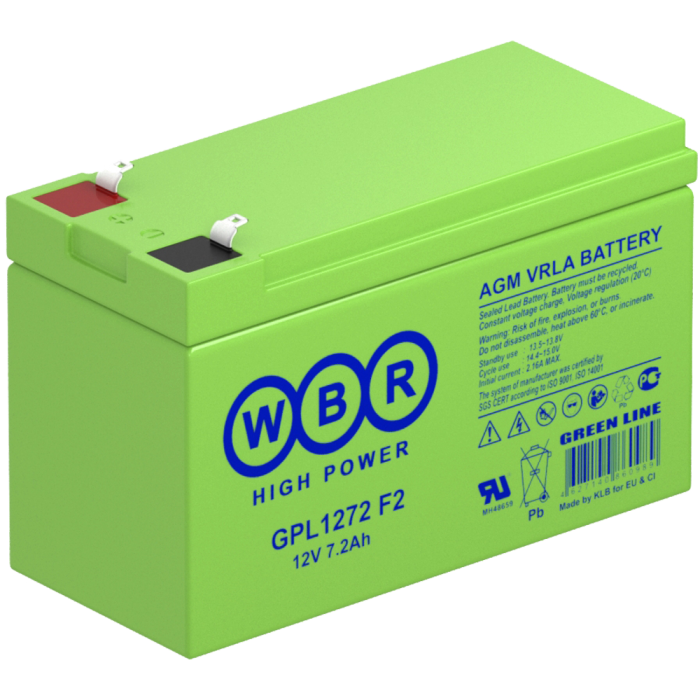 Аккумуляторная батарея 12 В, 7,2 Ач. (WBR) GPL1272 F2