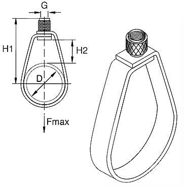 Подвеска для труб модели SPH 1/2", ДУ 15, М8