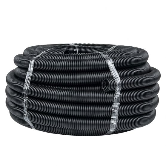 Труба гофрированная ПНД 40 с протяжкой (25м/уп) черная EKF-Plast (tpnd-40n)