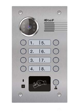 BAS-IP BA-08BD Silver Вызывная панель видеодомофона 8 аб., IP65 (EM-Marin, Mifare, Bluetooth, NFC)