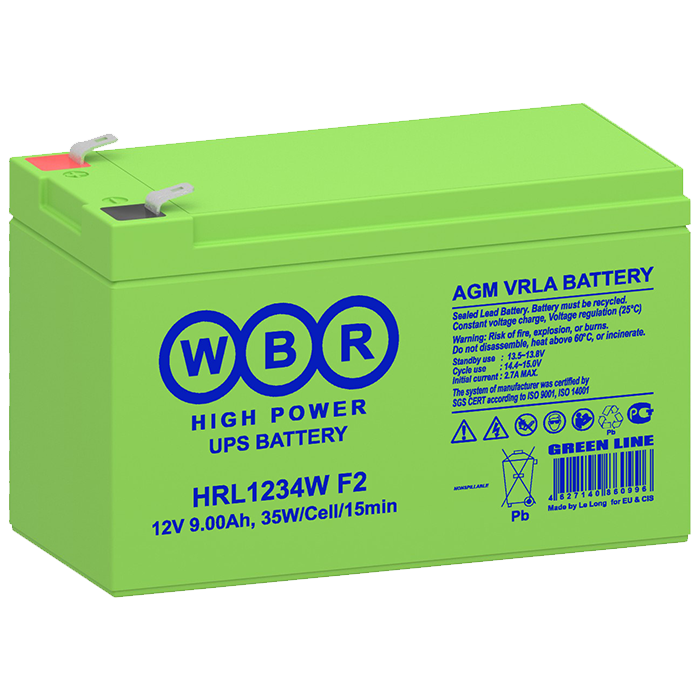 Аккумуляторная батарея 12 В, 9 Ач. (WBR) HRL1234W F2