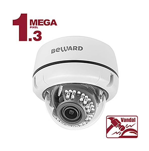 B1510DV видеокамера сетевая, купольная, f=2.8-12, ИК, IP66