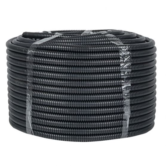 Труба гофрированная FRHF 16 негорючая безгалогеновая с протяжкой (100м/уп) черная EKF-Plast (FRHF-16)