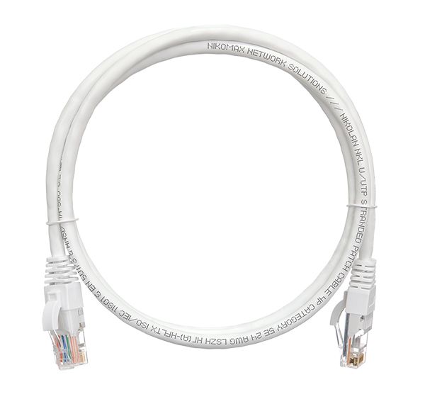Патч-корд U/UTP 4 пары, Кат.5е (Класс D), 100МГц, 2хRJ45/8P8C, T568B, 24AWG (7х0,205мм), PVC нг(А), белый, 1,5м NMC-PC4UD55B-015-WT