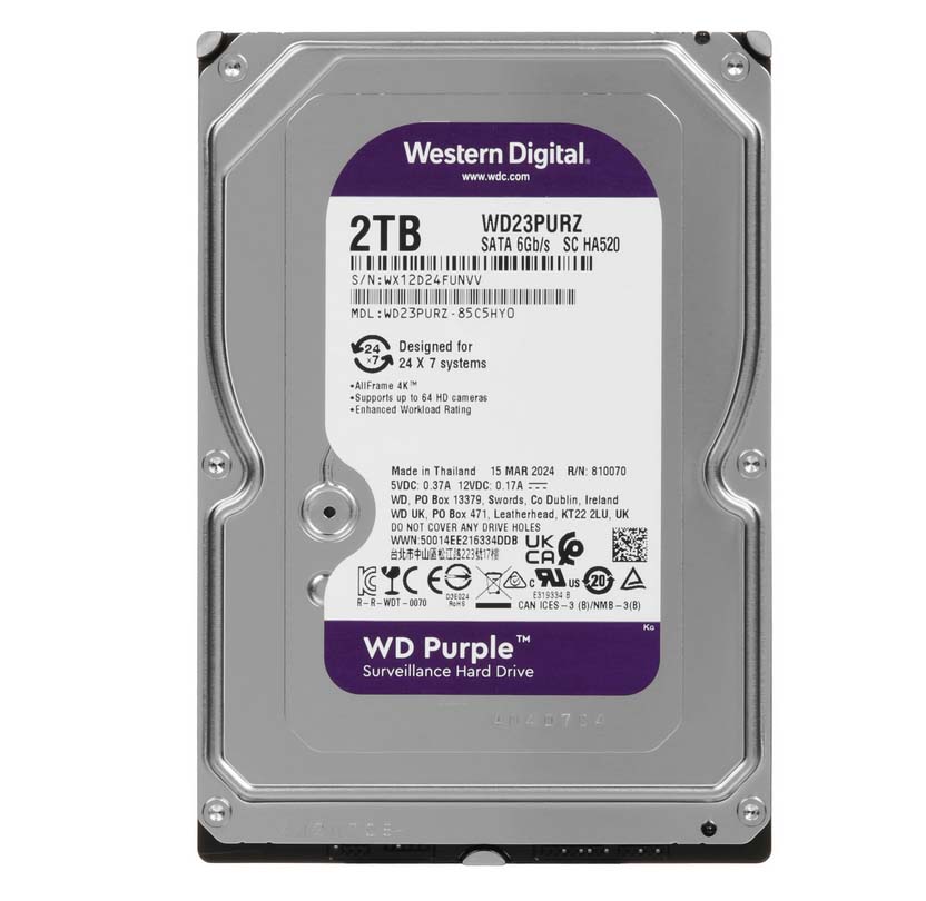 HDD 2.0 Tb, жесткий диск WD Purple WD23PURZ