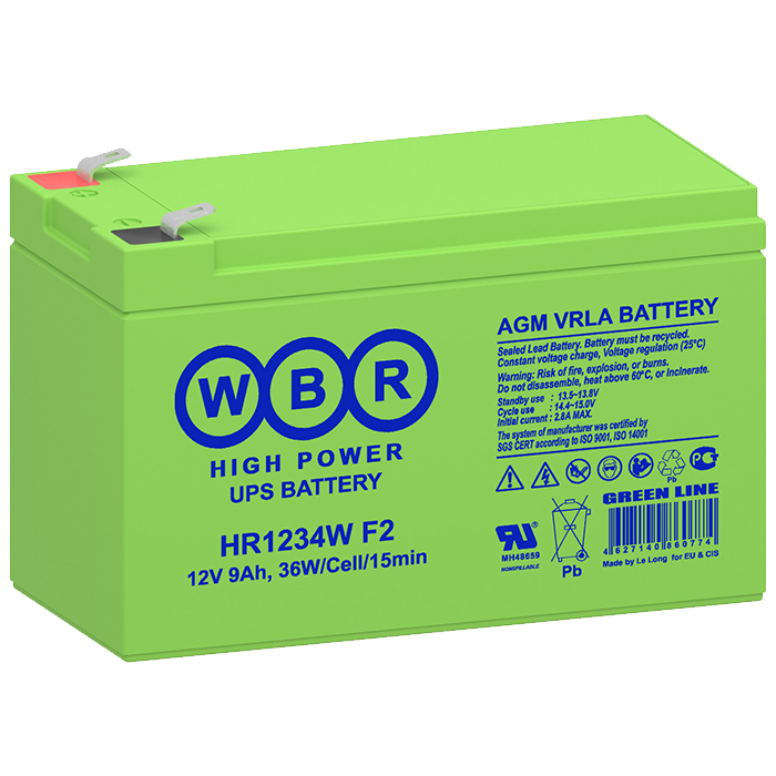 Аккумуляторная батарея 12 В, 9 Ач. (WBR) HR1234W F2