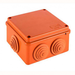 JBS100 Коробка огнестойкая E60-E90,о/п 100х100х55,без галогена, 6 вых., IP55, 3P, (0,15-2,5мм2), цвет оранж 43007HF