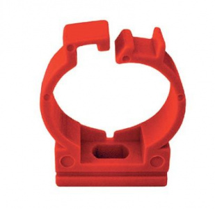 Держатель с защелкой для труб D25мм, АБС, цвет красный (1уп = 50шт) Экопласт 49625-50