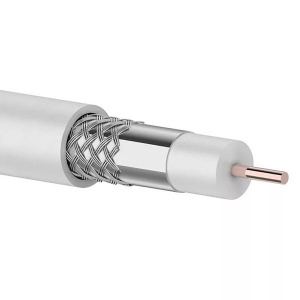 Кабель RG-6U коаксиальный, 75 Ом, CU (112%), белый (100 м/бух)