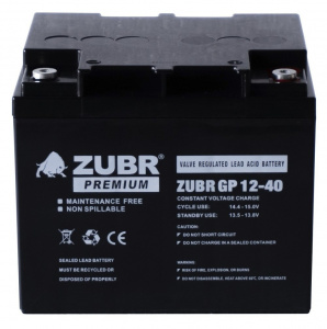 Аккумуляторная батарея 12 В, 40 Ач. (ZUBR) GP12-40