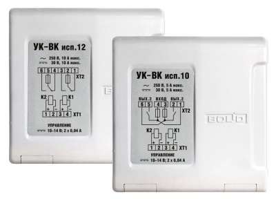 УК-ВК/10 Устройство коммутационное на 2 канала, 12 В, контакты на замыкание, на DIN рейку