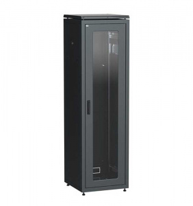 Шкаф напольный 42U (2050х600х800мм) стек. пер. дв. зад. мет. чер. LN05-42U68-GM ITK LINEA N