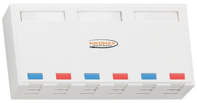 NMC-MB6P-ST-WT Корпус настенной розетки NIKOMAX, 6 портов, под модули-вставки типа Keystone, со шторками, белый