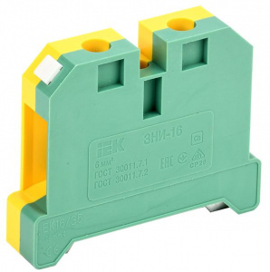Клемма ЗНИ-16PEN 16мм2 (JXB-земля) Зажим наборный  IEK YZN20-016-K52
