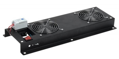 Блок вентиляторов 2 шт, с выключателем и термостатом, черный FM05-22M  ITK