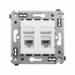Розетка комп. RJ-45 в стену, кат.6 двойная, Avanti, Белое облако  (DKC) 4400294