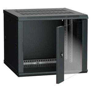 Шкаф настенный 6U (370х600х600 мм) LINEA W, дверь стекло, черный  ITK LWR5-06U66-GF