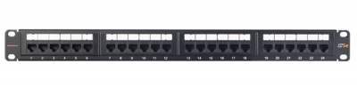 NMC-RP24UD2-ES-1U-BK Неэкранированная патч-панель, 24 порта, 19", 1U, категория 5e