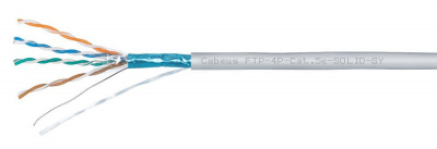Cabeus FTP-4P-Cat.5e-SOLID-LSZH-GY Кабель витая пара экранированная FTP (F/UTP), категория 5e, 4 пары (24 AWG), одножильный, серый, экран - фольга, LSZH, нг(А)-HF, (305 м)