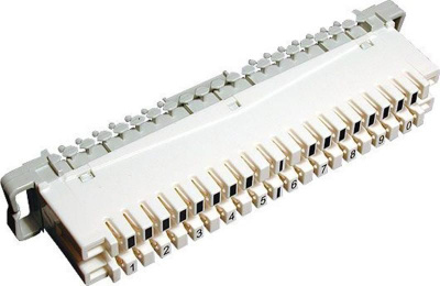 Плинт ТК размыкаемый, ABS, 10 пар, медные контакты, нумерация (0-9), бело-серый