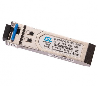 GL-OT-SG14LC1-1550-1310-D Модуль GIGALINK SFP, WDM, 1.25Гбит/c, одно волокно SM, LC, Tx:1550/Rx:1310нм, 14 дБ, DDM (до 20 км)