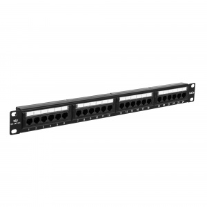 Коммутационная панель кат.5е, UTP, 19", 1U, 24хRJ45, 568A/В, черный  Datarex DR-4001
