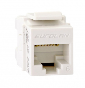 EUROLAN 16B-U6-03WT Розеточный модуль категории 6 UTP, 1xRJ45 Keystone, белый