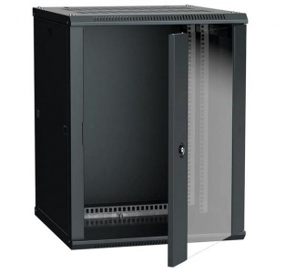 Шкаф настенный 15U (770x600х600мм) дверь тонированное стекло, черный LWR5-15U66-GF