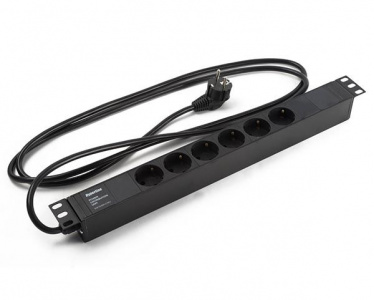 SHE19-8SH-S-2.5EU Блок розеток 19" горизонтальный, 8 розеток Schuko 16А, кабель 2,5м