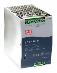 SDR-480-24 Блок питания 24B, 20A,480Вт, крепление на DIN рейку  MeanWell