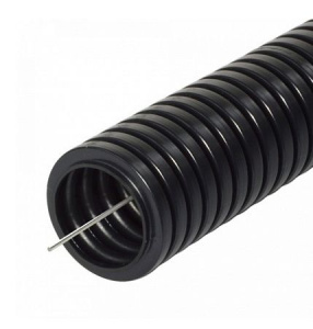 Труба гофрированная ПА негорючая (НГ) стойкая к ультрафиолету (УФ) черная с/з d20 мм (25м/уп) PR02.0267