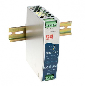 SDR-75-24 Блок питания 24B, 3,2A,76Вт, крепление на DIN рейку  MeanWell