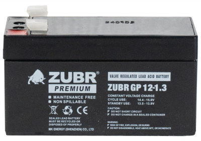 Аккумуляторная батарея 12 В, 1.3 Ач. (ZUBR) GP12-1.3