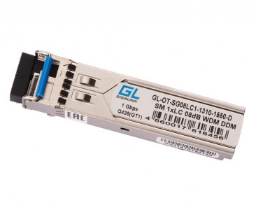 GL-OT-SG08LC1-1550-1310-D Модуль GIGALINK SFP, WDM, 1.25Гбит/c, одно волокно SM, LC, Tx:1550/Rx:1310 нм, DDM, 8 дБ (до 3 км)