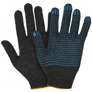 Перчатки хлопчатобумажные 4 нити 10 класс с ПВХ  (черные)