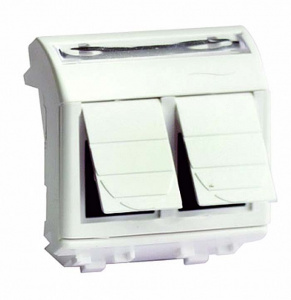 Розетка комп. двойная RJ45, кат.5e Brava, белая, 2 мод (DKC) 76656B