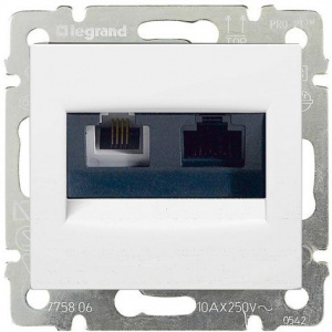 Розетка RJ45 Кат. 5е/6 UTP + RJ11 Valena Legrand 770080