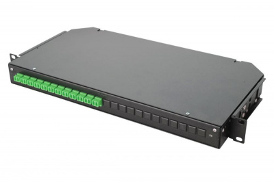 EUROLAN 47C-24-S2-2L-04-11BL Оптическая панель 47C-24, 19'' 1U фиксированная, корпус на 24 адаптера, 4 дуплекс LC адаптера, OS2