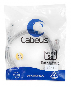 Cabeus PC-UTP-RJ45-CAT.5E-1M Патч-корд U/UTP, категория 5е, 2xRJ45/8p8c, неэкранированный, серый, PVC, 1.0м