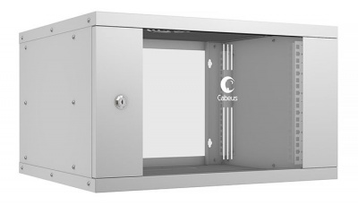 Шкаф телекоммуникационный настенный 19" 6U, серия LIGHT разборный, дверь стекло, цвет серый Cabeus WSC-05D-6U55/45
