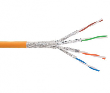 Кабель S/FTP 4 пары, Кат.6a  одножильный, BC, 23AWG (0,585мм), внутренний, LSZH нг(А)-HFLTx, оранжевый  NKL 9355C-OR NIKOLAN