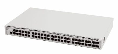 MES2348B Ethernet-коммутатор 48 портов 10/100/1000BASE-T, 4 порта 10GBASE-R (SFP+)/1000BASE-X (SFP), L3, 220 В AC, 12 В DC