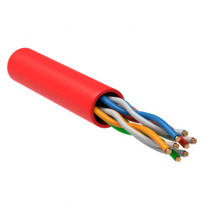Кабель витая пара U/UTP кат. 5e, 4х2х0.51мм, 24AWG, внутренний, LSZH нг(A)-HF, красный, 305м LC1-C5E04-124 ITK