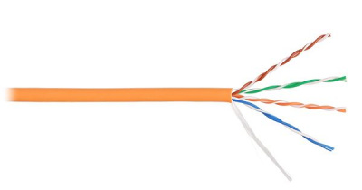 Кабель NETLAN U/UTP 4 пары, Кат.5e (Класс D), 100МГц, одножильный, BC (чистая медь), внутренний, LSZH нг(B)-HF, оранжевый, 305м (EC-UU004-5E-LSZH-OR)