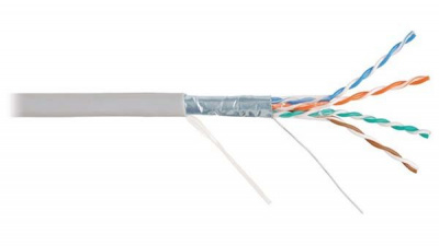 Кабель NETLAN F/UTP 4 пары, Кат.5e (Класс D),100МГц, одножильный, BC (чистая медь),внутренний, PVC нг(B), серый, 305м (EC-UF004-5E-PVC-GY)