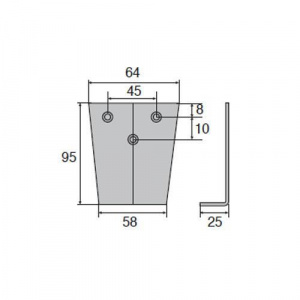 A154 пластина для паралельного крепления рычажной (стандартной ) тяги L190/191/197/199, цвет серебристый, ASSA Abloy (DCA154--EV1)