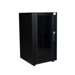Шкаф напольный 19", 22U 600х600, перед. дв. стек, задн. стен., мет, чер.  Datarex DR-700101